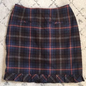 CAbi plaid skirt with ruffle bottom size 12